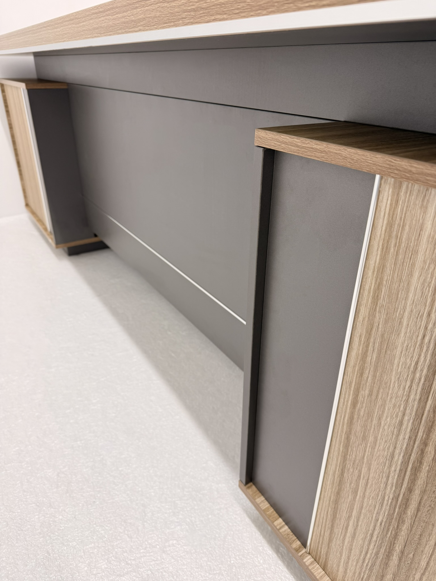 Modern Large Golden Oak Corner Executive Office Desk with Integrated Storage - 2800mm - PM02-D05