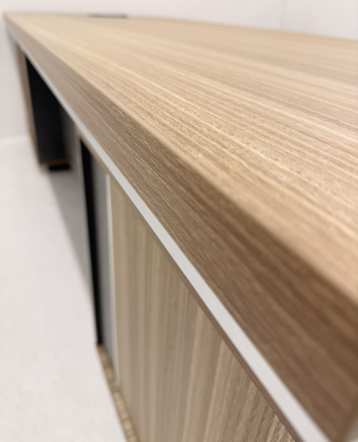 Modern Large Golden Oak Corner Executive Office Desk with Integrated Storage - 2400mm - PM02-D05