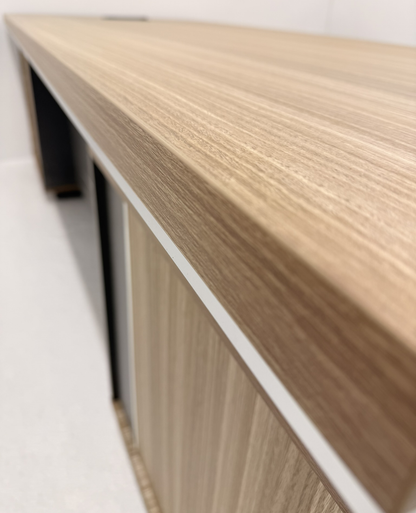 Modern Large Golden Oak Corner Executive Office Desk with Integrated Storage - 2800mm - PM02-D05