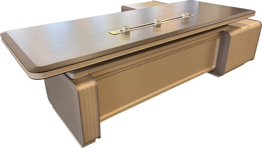 Quality Real Wood Smoked Oak Veneer Executive Electric Corner Office Desk - 2700mm - SSP-02