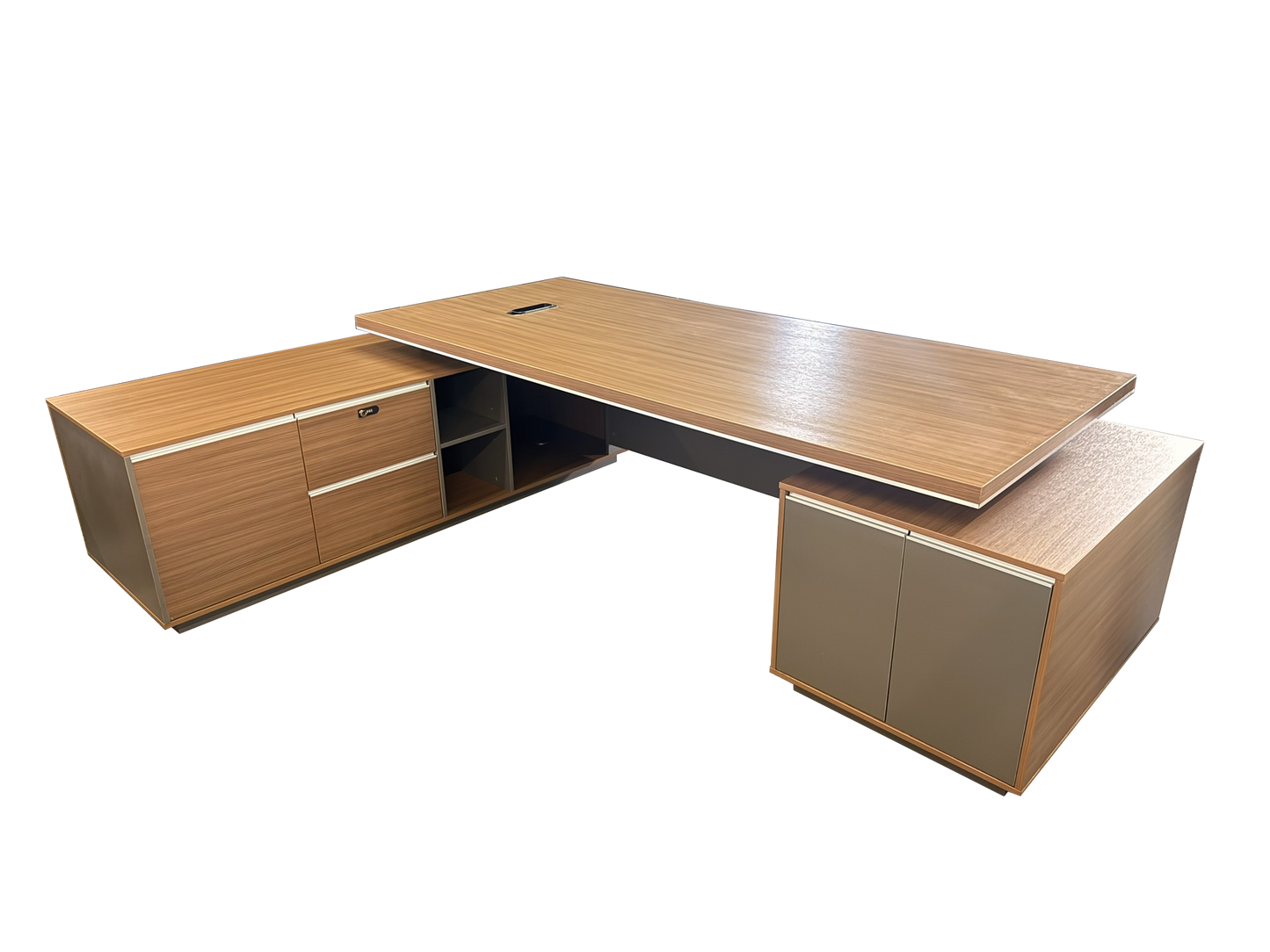 Modern Large Walnut Corner Executive Office Desk with Integrated Storage - 2800mm - PM02-D05
