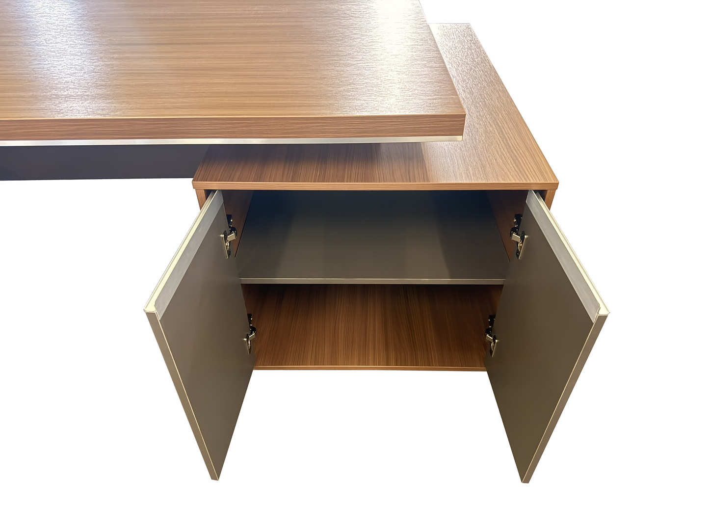 Modern Large Walnut Corner Executive Office Desk with Integrated Storage - 2800mm - PM02-D05