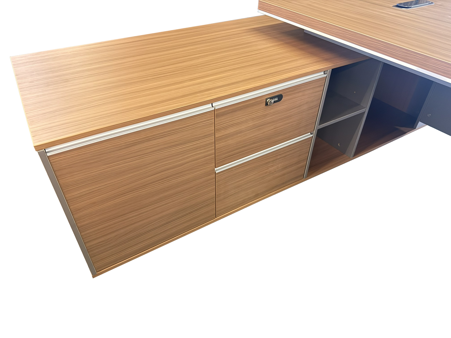 Modern Large Walnut Corner Executive Office Desk with Integrated Storage - 2400mm - PM02-D05