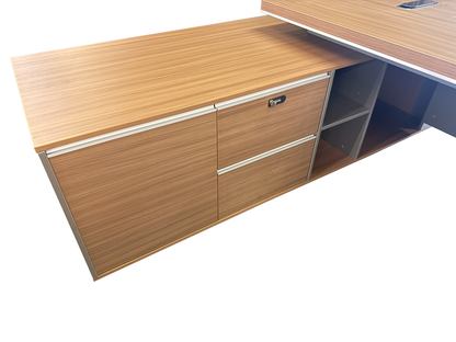 Modern Large Walnut Corner Executive Office Desk with Integrated Storage - 2400mm - PM02-D05