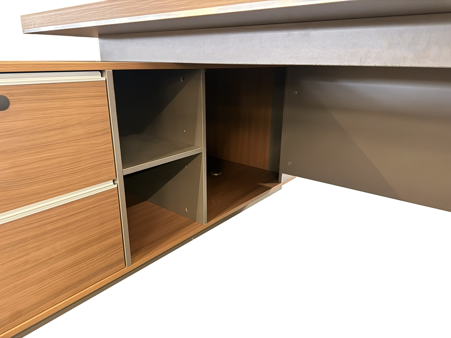 Modern Large Walnut Corner Executive Office Desk with Integrated Storage - 2400mm - PM02-D05