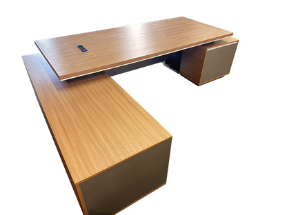 Modern Large Walnut Corner Executive Office Desk with Integrated Storage - 2800mm - PM02-D05