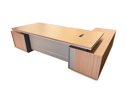 Modern Large Walnut Corner Executive Office Desk with Integrated Storage - 2800mm - PM02-D05