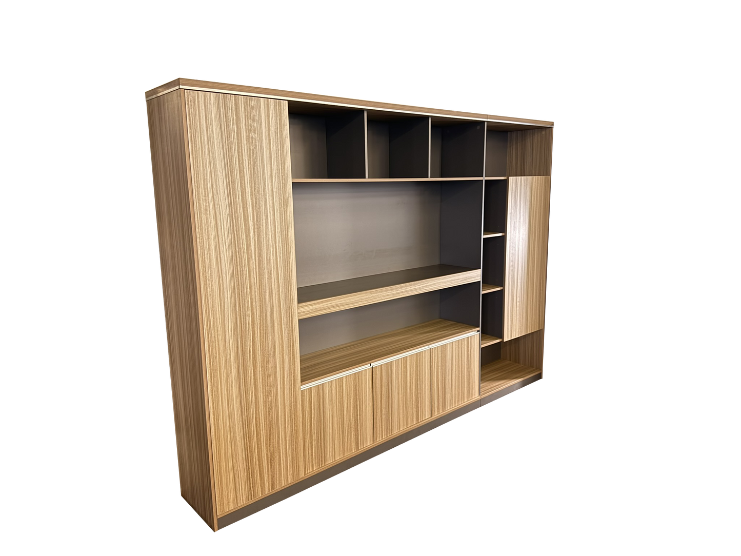 Modern Extra Large Golden Oak Bookcase with Doors & Open Shelving - 2800mm - PM02-S01