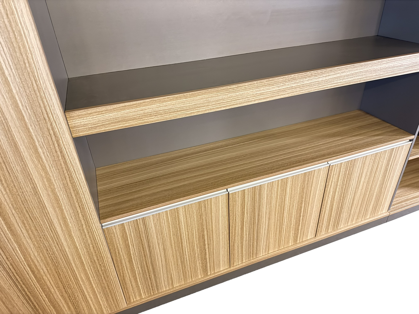 Modern Extra Large Golden Oak Bookcase with Doors & Open Shelving - 2800mm - PM02-S01