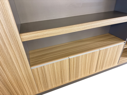 Modern Extra Large Golden Oak Bookcase with Doors & Open Shelving - 2800mm - PM02-S01