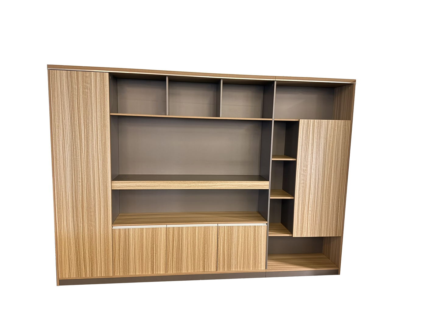 Modern Extra Large Golden Oak Bookcase with Doors & Open Shelving - 2800mm - PM02-S01
