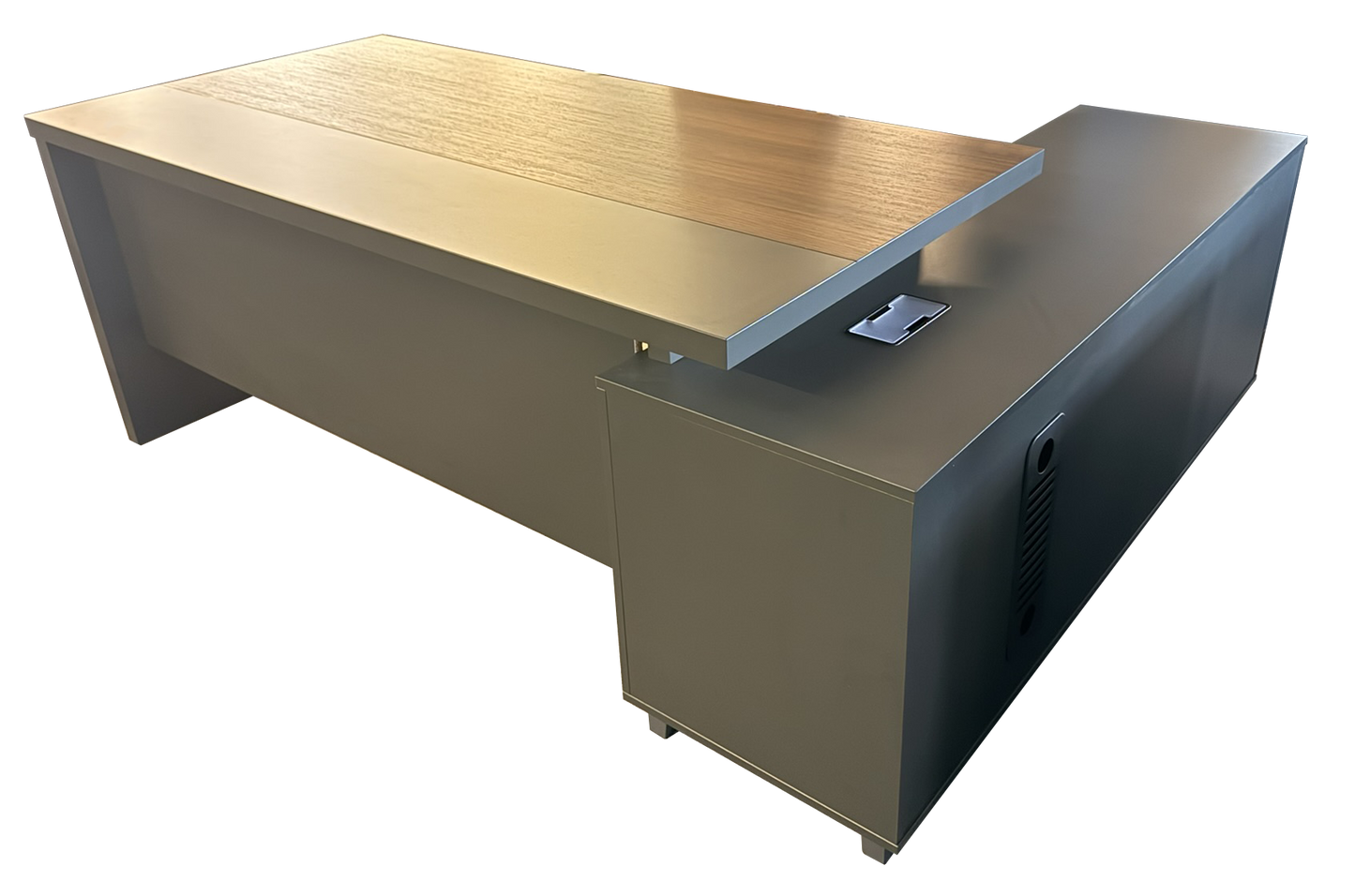 Modern Walnut and Grey Melamine Corner Executive Office Desk - 2000mm - A-S2009