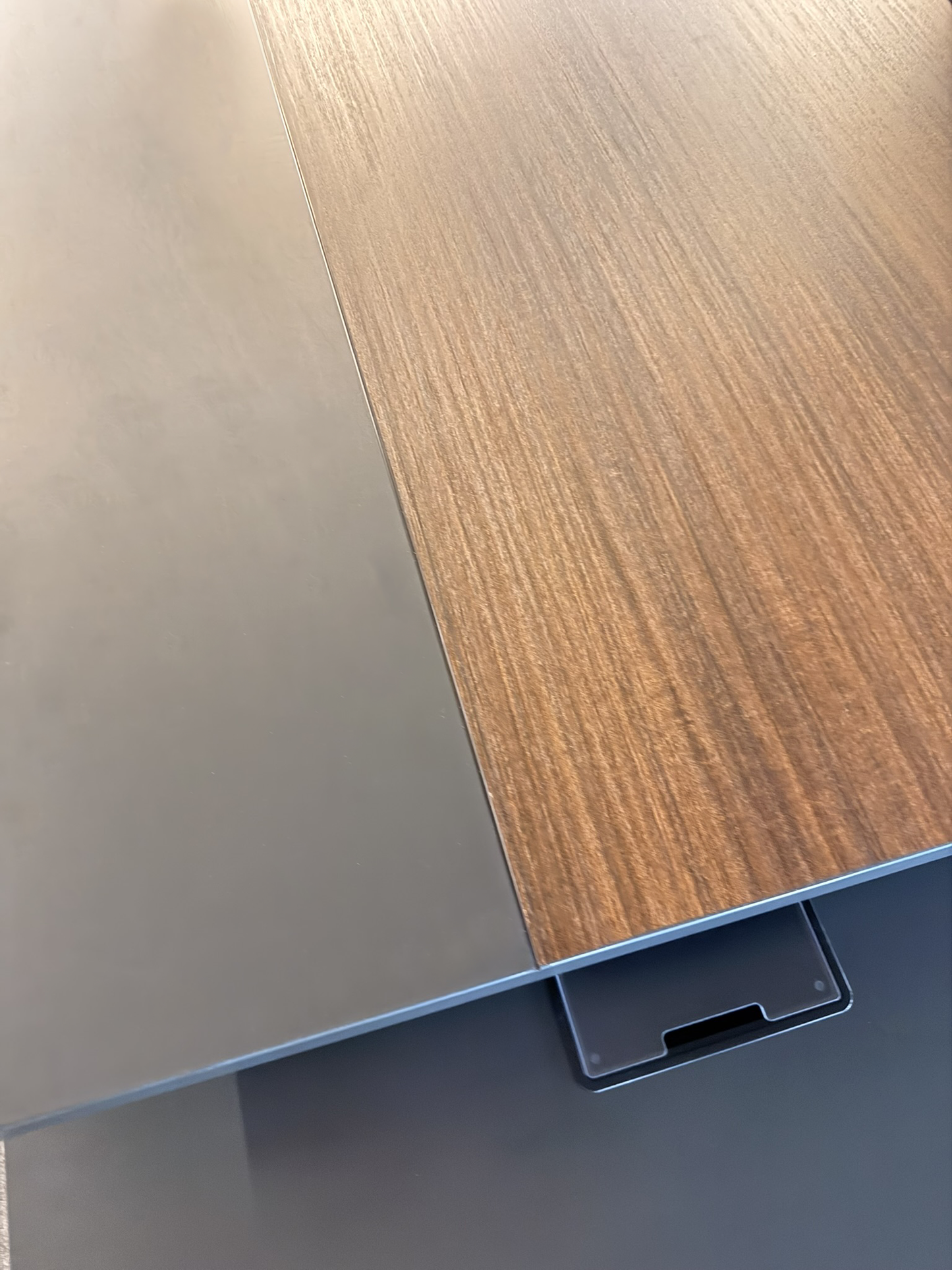 Modern Walnut and Grey Melamine Corner Executive Office Desk - 2000mm - A-S2009