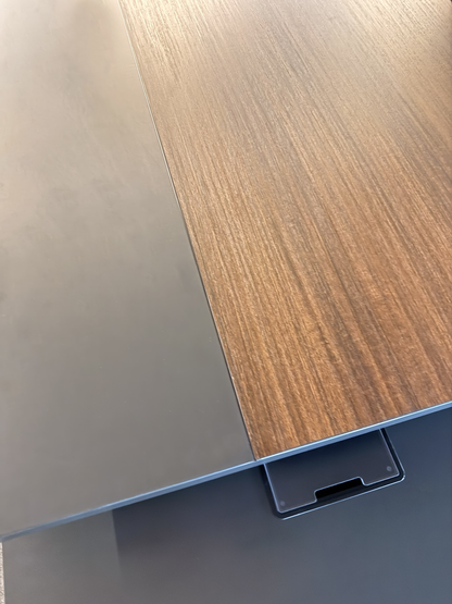 Modern Walnut and Grey Melamine Corner Executive Office Desk - 2000mm - A-S2009
