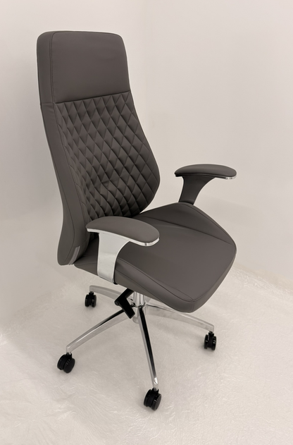 Contemporary Grey Leather Reclining Executive Office Chair - YS1107A