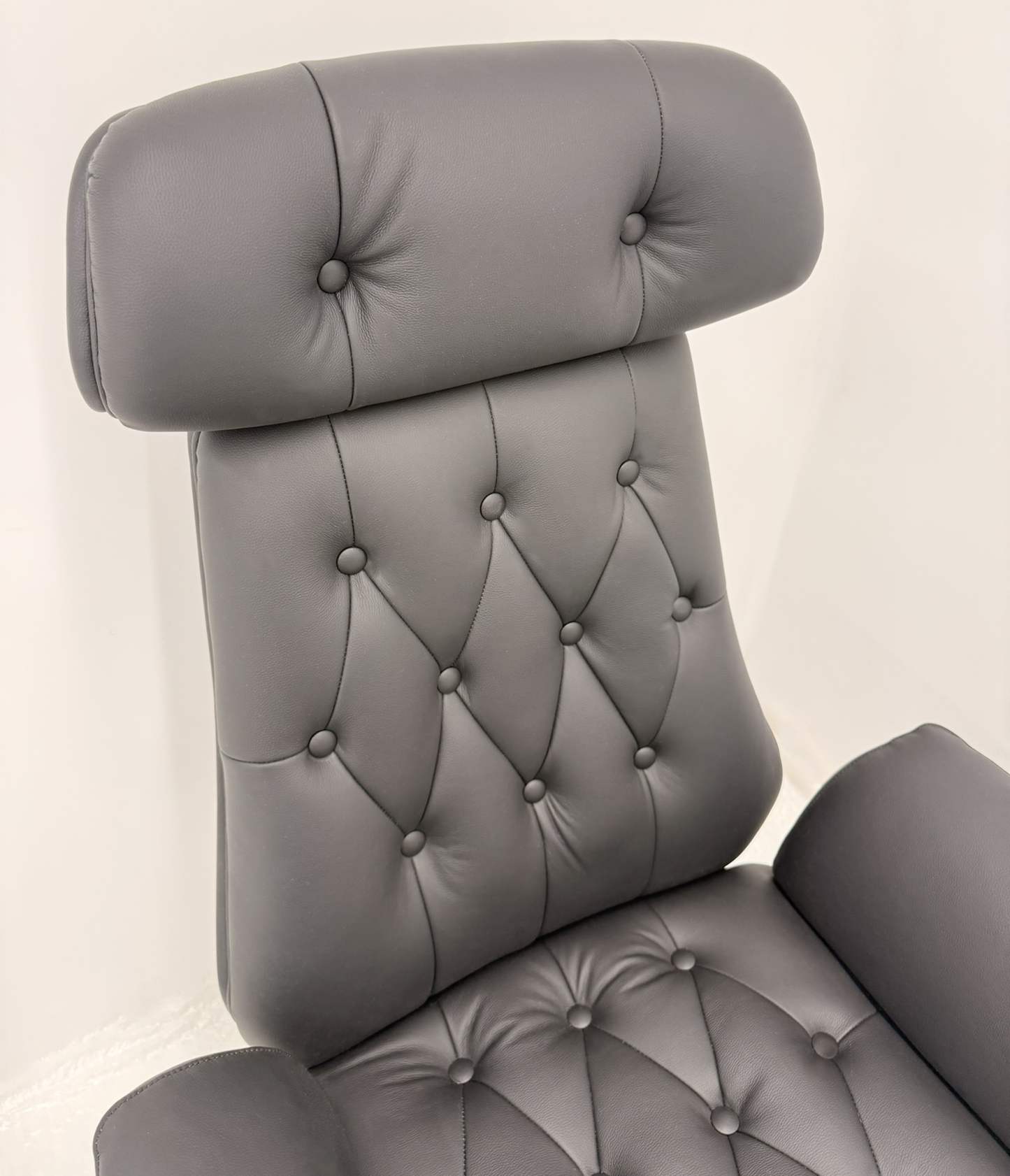 Luxury High Back Black Genuine Leather Executive Chesterfield Office Chair - Reclining Feature - 2302A