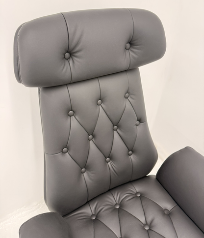 Luxury High Back Black Genuine Leather Executive Chesterfield Office Chair - Reclining Feature - 2302A