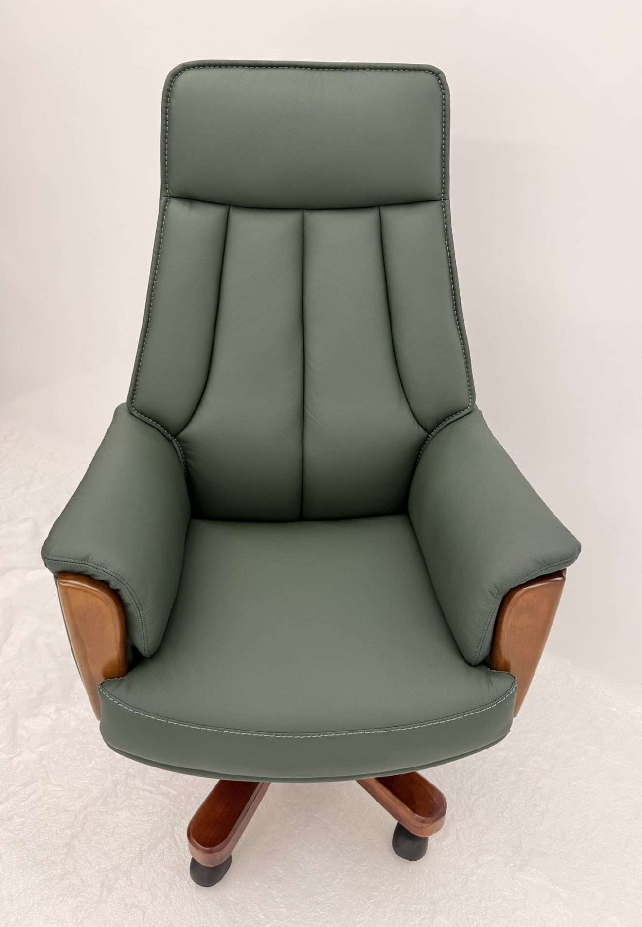 Traditional Genuine Hide Green Leather High Back Executive Office Chair - KW-8612
