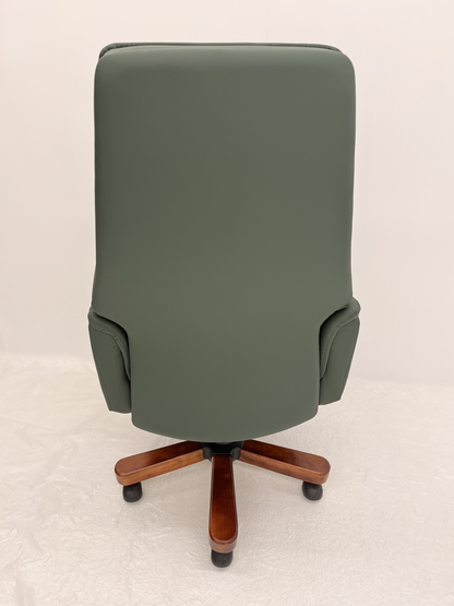 Traditional Genuine Hide Green Leather High Back Executive Office Chair - KW-8612