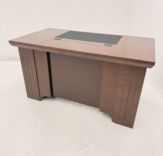 Traditional Executive Real Wood Veneer Home Office Desk in Walnut - 1400mm - UBA141