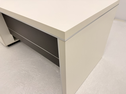 Modern Home White and Grey Corner Executive Office Desk with Integrated Storage - 1600mm, 1800mm or 2000mm - PM02-D01