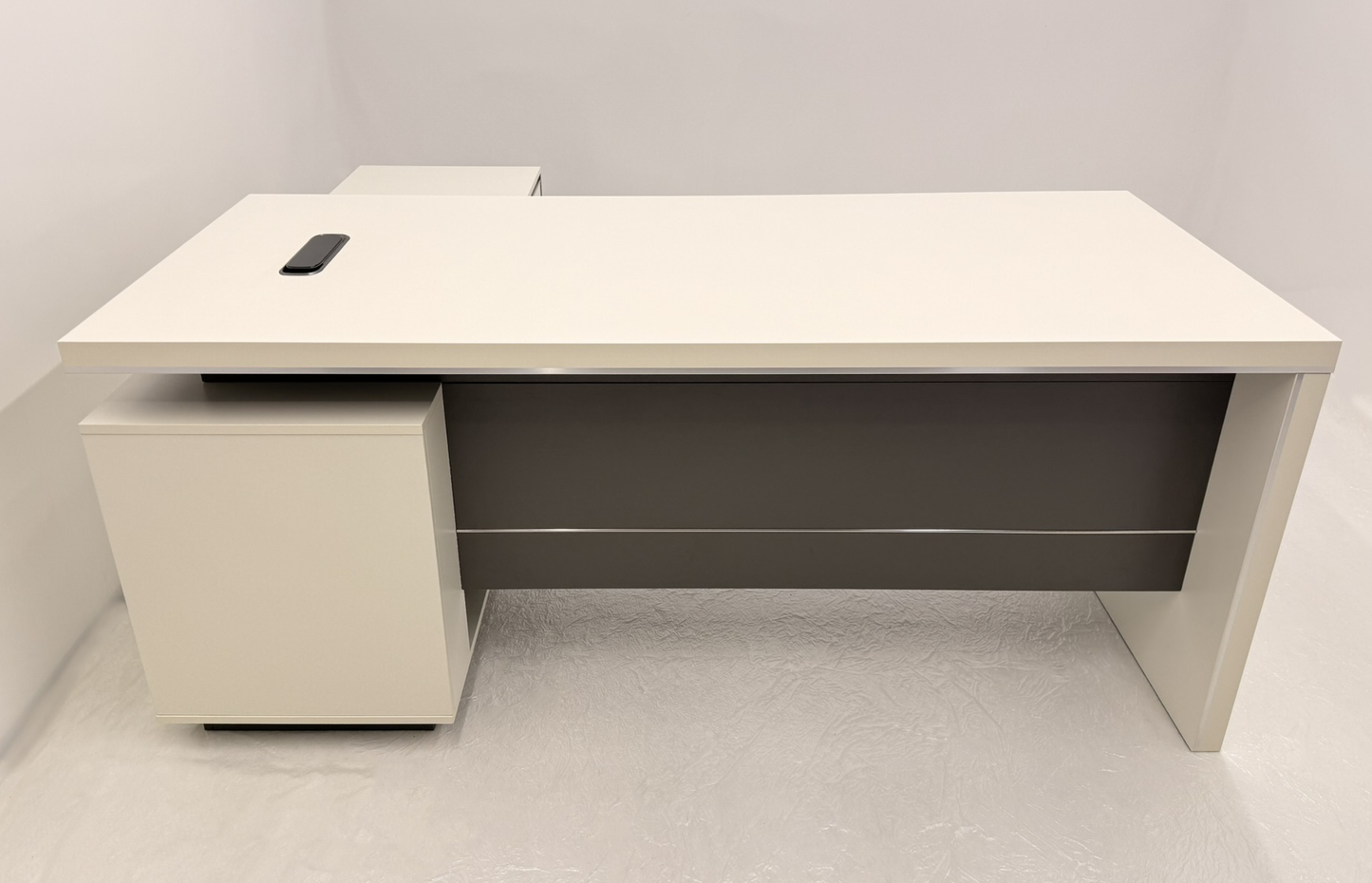 Modern Home White and Grey Corner Executive Office Desk with Integrated Storage - 1600mm, 1800mm or 2000mm - PM02-D01