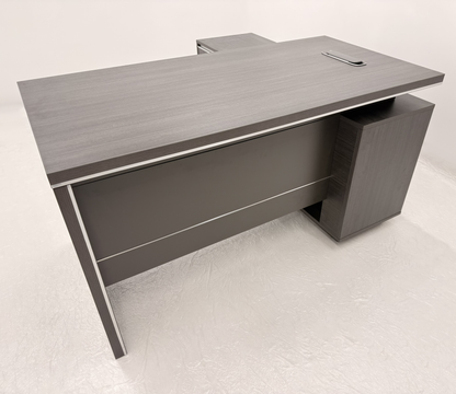 Modern Home Grey Oak Corner Executive Office Desk with Integrated Storage - 1400mm - PM02-D01-14