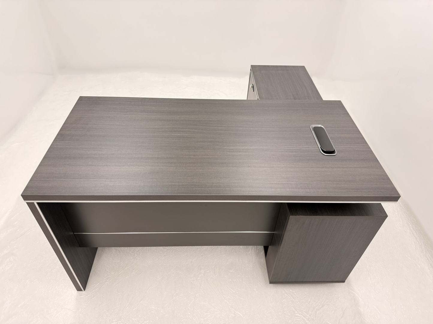Modern Home Grey Oak Corner Executive Office Desk with Integrated Storage - 1400mm - PM02-D01-14