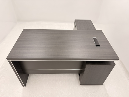Modern Home Grey Oak Corner Executive Office Desk with Integrated Storage - 1400mm - PM02-D01-14