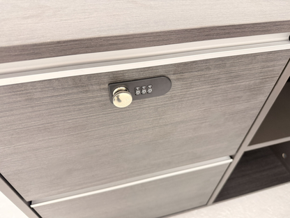 Modern Home Grey Oak Corner Executive Office Desk with Integrated Storage - 1400mm - PM02-D01-14