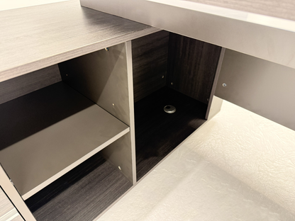 Modern Home Grey Oak Corner Executive Office Desk with Integrated Storage - 1400mm - PM02-D01-14