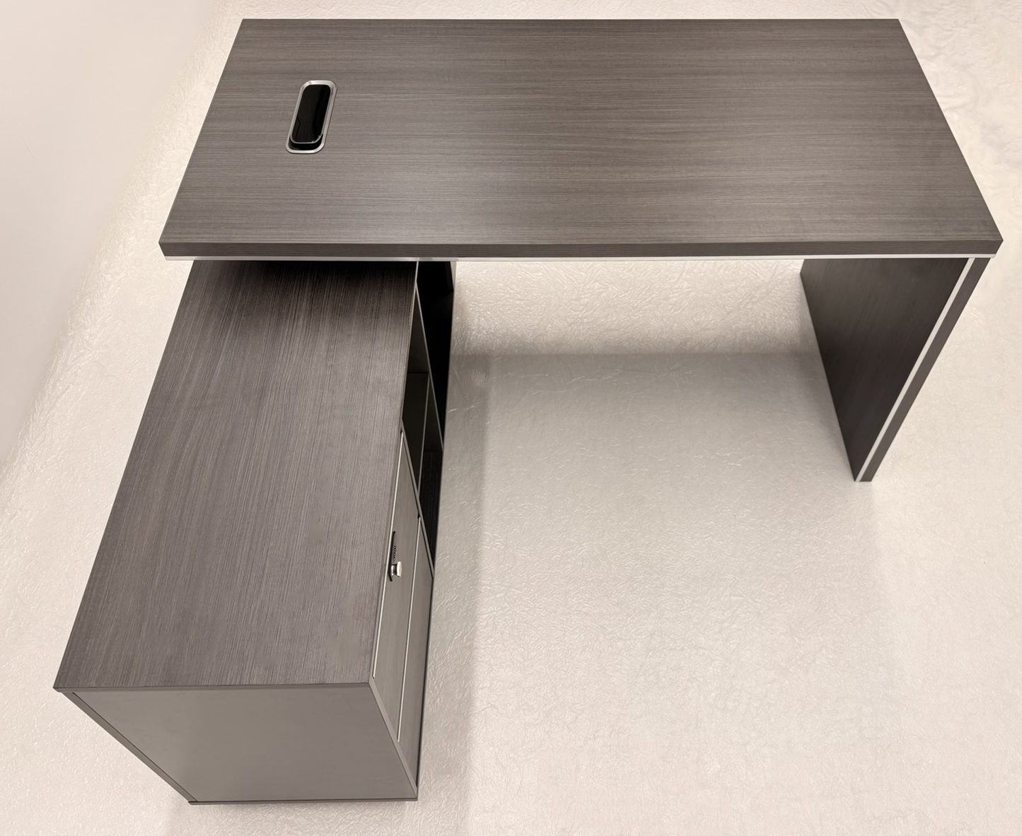Modern Home Grey Oak Corner Executive Office Desk with Integrated Storage - 1400mm - PM02-D01-14
