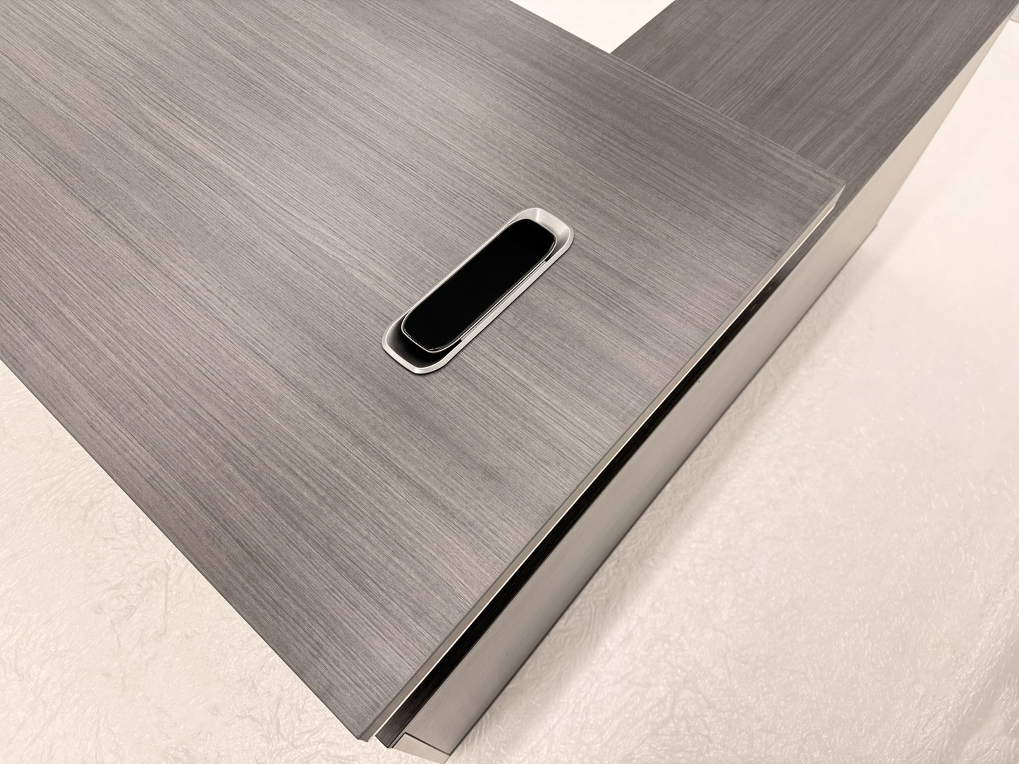 Modern Home Grey Oak Corner Executive Office Desk with Integrated Storage - 1400mm - PM02-D01-14