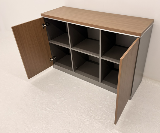 Modern Executive Walnut Open Storage Cupboard - 1200mm - PM02-S0312