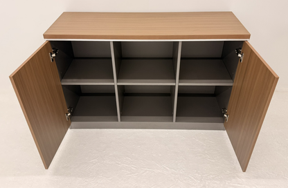 Modern Executive Walnut Open Storage Cupboard - 1200mm - PM02-S0312