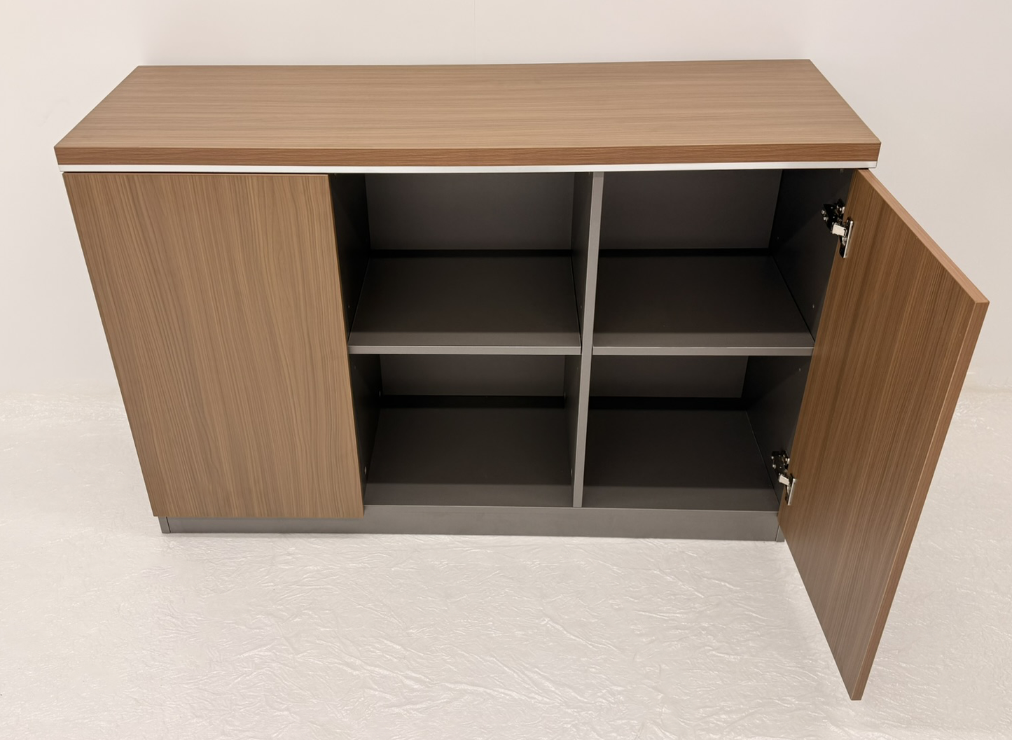 Modern Executive Walnut Open Storage Cupboard - 1200mm - PM02-S0312