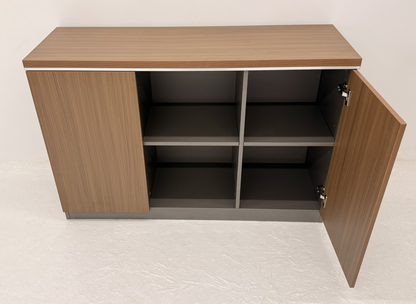 Modern Executive Walnut Open Storage Cupboard - 1200mm - PM02-S0312