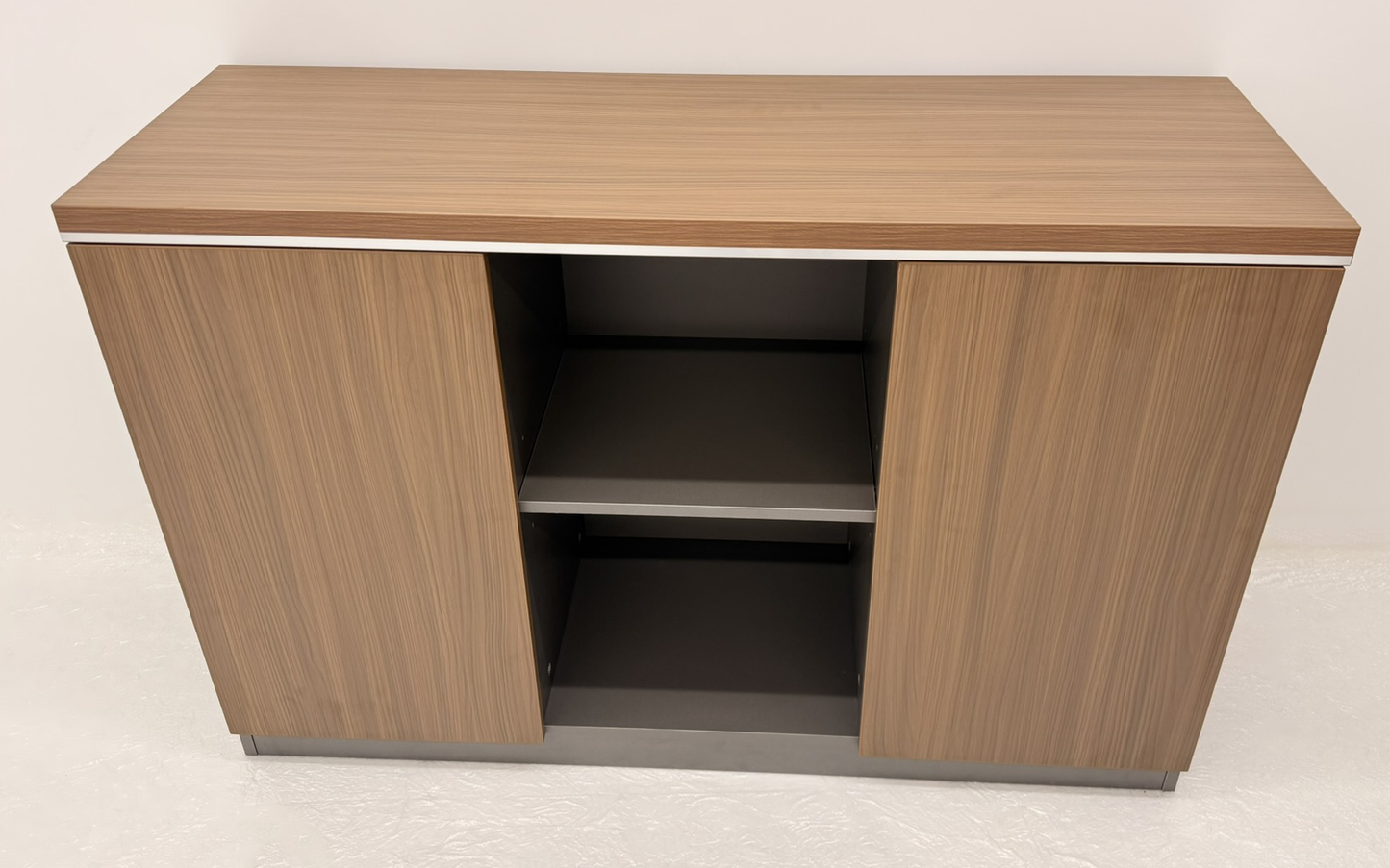 Modern Executive Walnut Open Storage Cupboard - 1200mm - PM02-S0312