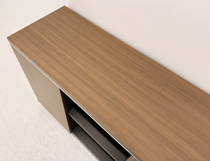 Modern Executive Walnut Open Storage Cupboard - 1200mm - PM02-S0312