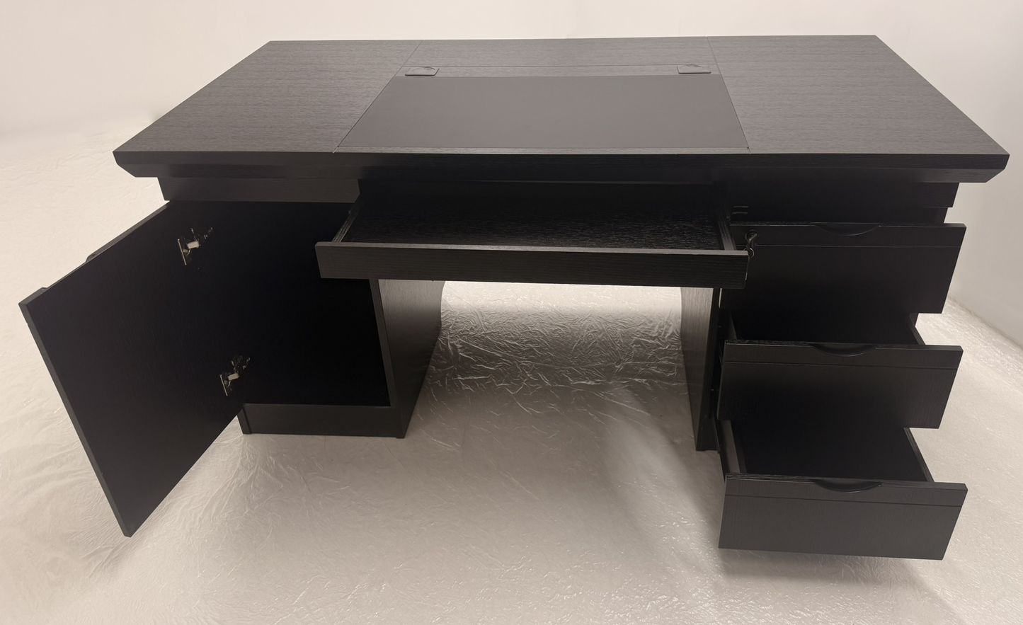 Modern Executive Real Wood Veneer Home Office Desk in Black Ash - 1400mm - L3F-UBA141