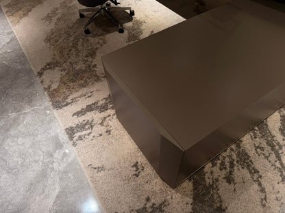 Modern Designer Executive Office Corner Desk with Champagne Grey Metallic Finish - LED and UK Power Sockets Included - 2400mm - J-KR-B24