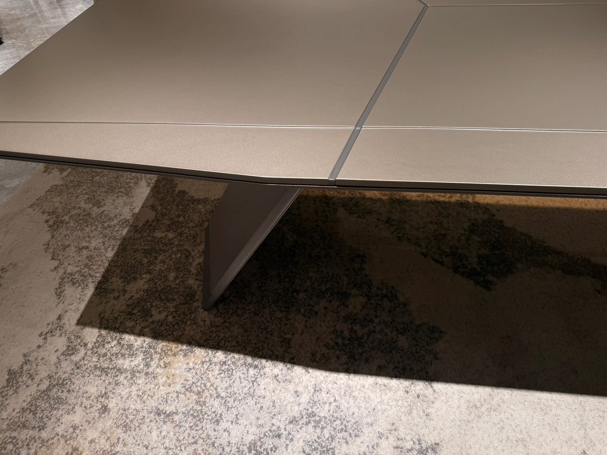 Modern Designer Executive Office Corner Desk with Champagne Grey Metallic Finish - LED and UK Power Sockets Included - 2400mm - J-KR-B24