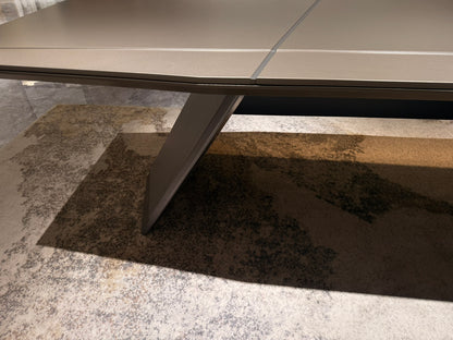 Modern Designer Executive Office Corner Desk with Champagne Grey Metallic Finish - LED and UK Power Sockets Included - 2400mm - J-KR-B24