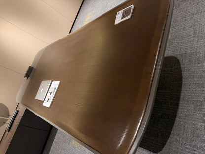 Walnut Real Wood Veneer Executive Corner Office Desk with Contrasting Grey Panels - 3200mm - JS-PS-B32