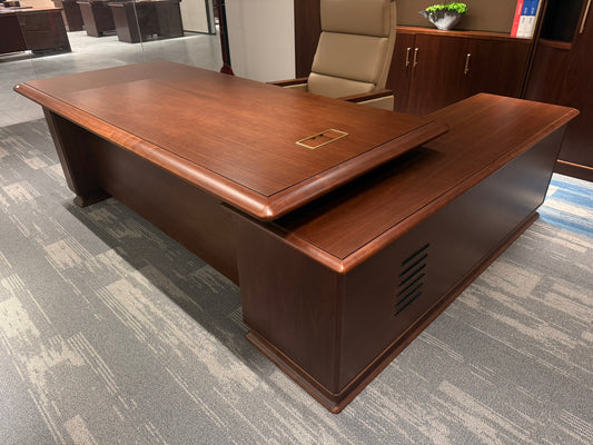 Traditional Real Wood Veneer Executive Office Corner Desk - 2400mm - J-YC-B24