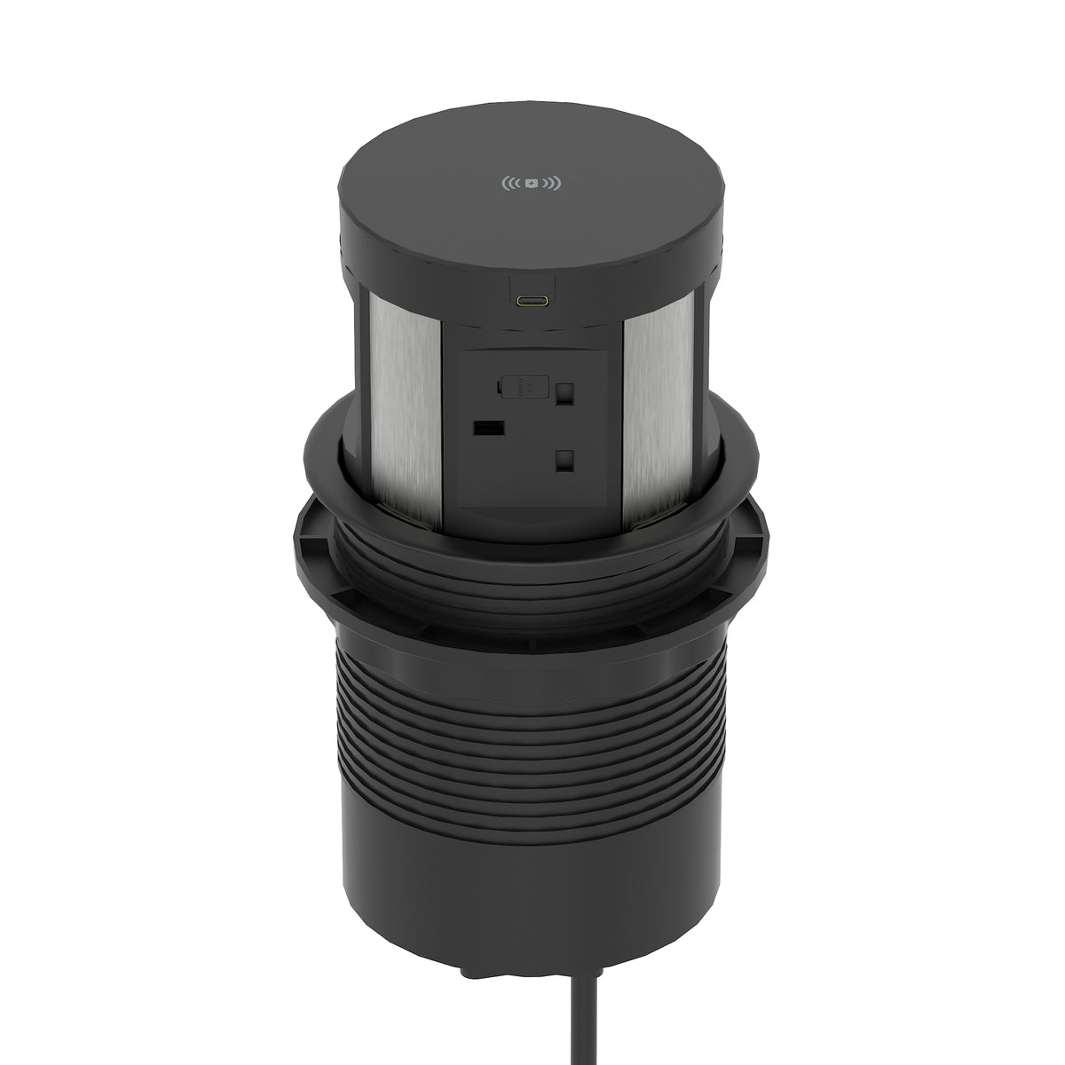Impulse Round Pop Up Power Unit 4x Socket Module with Wireless Charger ...