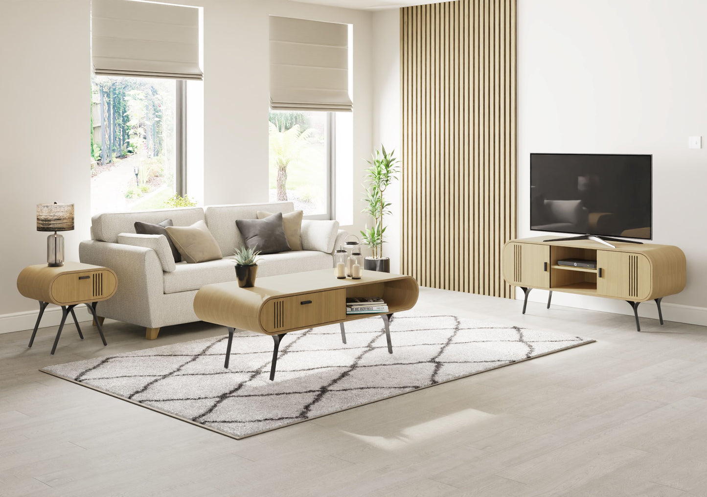 Oak Veneer Coffee Table with Built in Storage - 1200mm - JF102