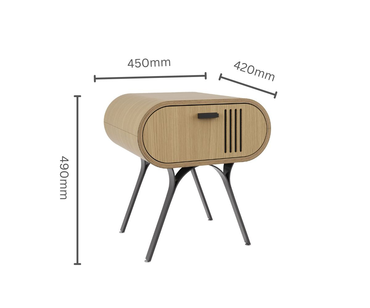 Oak Veneer Lamp / Side Table with Built in Storage - JF103