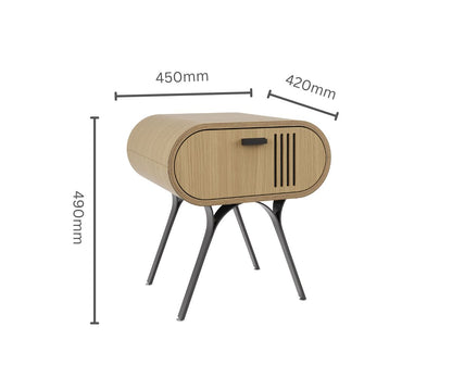 Oak Veneer Lamp / Side Table with Built in Storage - JF103