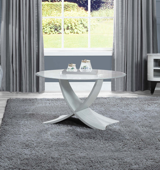 Round Clear Glass Coffee Table with Grey Veneer - 800mm - JF308
